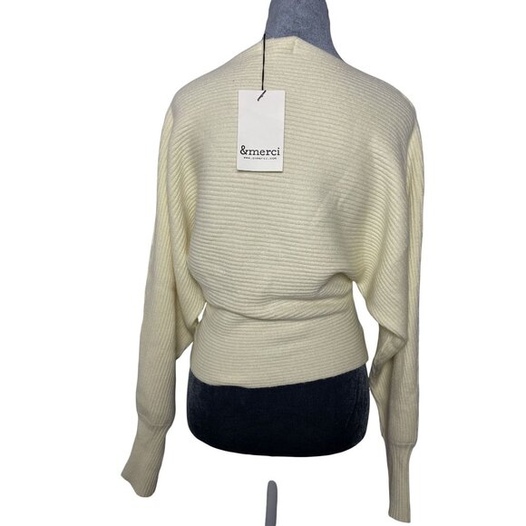 &Merci Womens Small Cream Ribbed Knit Sweater NWT - Picture 2 of 10